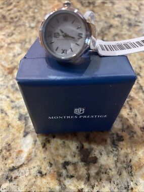 Montres Prestige Silver  Women’s Watch Ring with White Dial